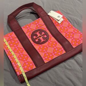 Tory Burch Pink and Burgandy Tote - NWT